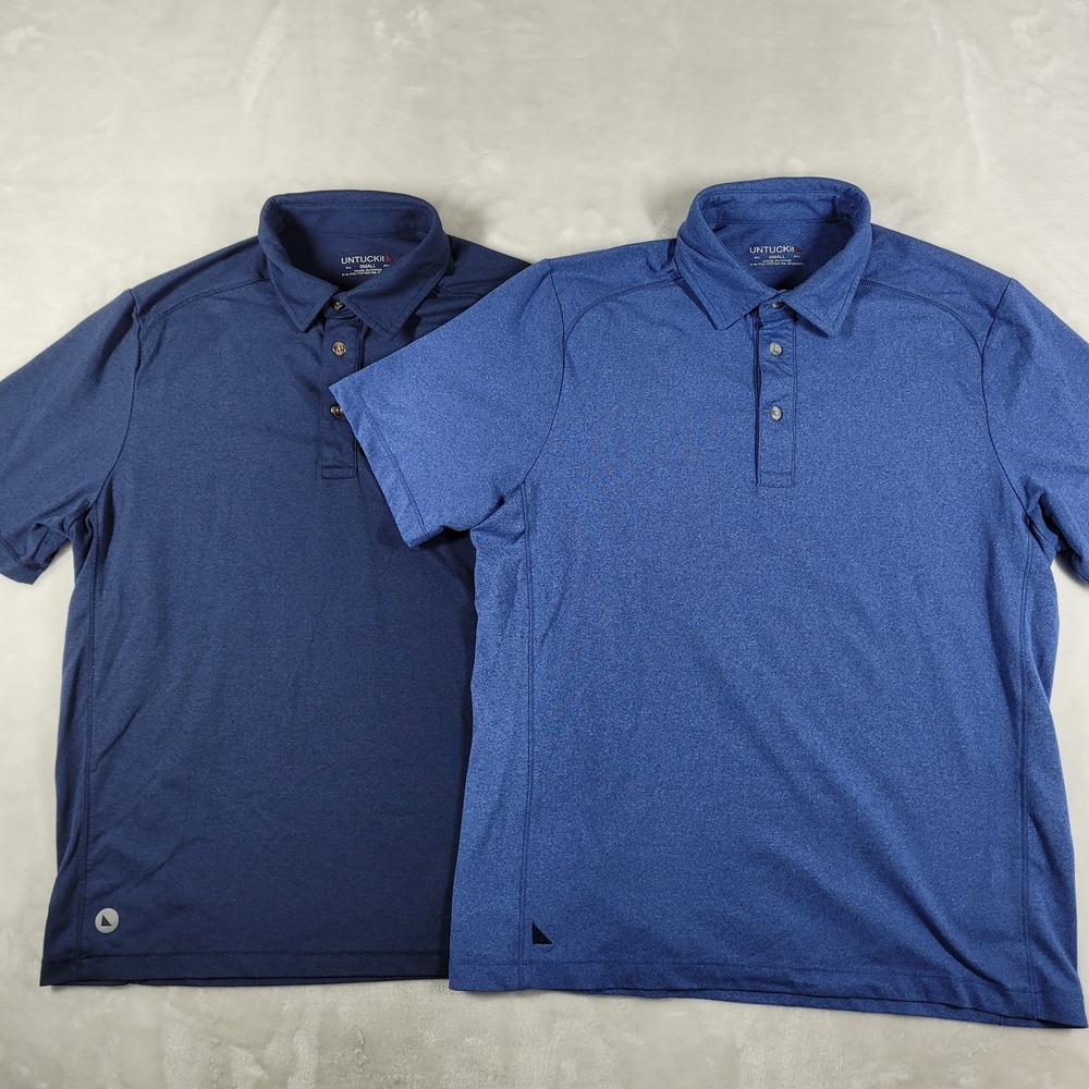 UNTUCKit Short Sleeve Polo Shirt Men's Small Blue Casual Clavidor‎ Golf LOT OF 2